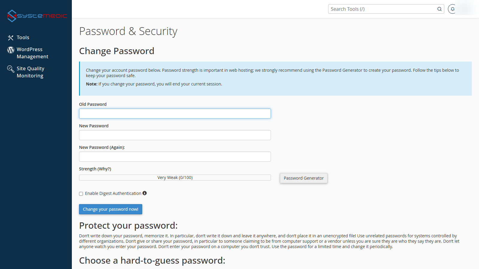 Wachtwoord wijzigen in cPanel
