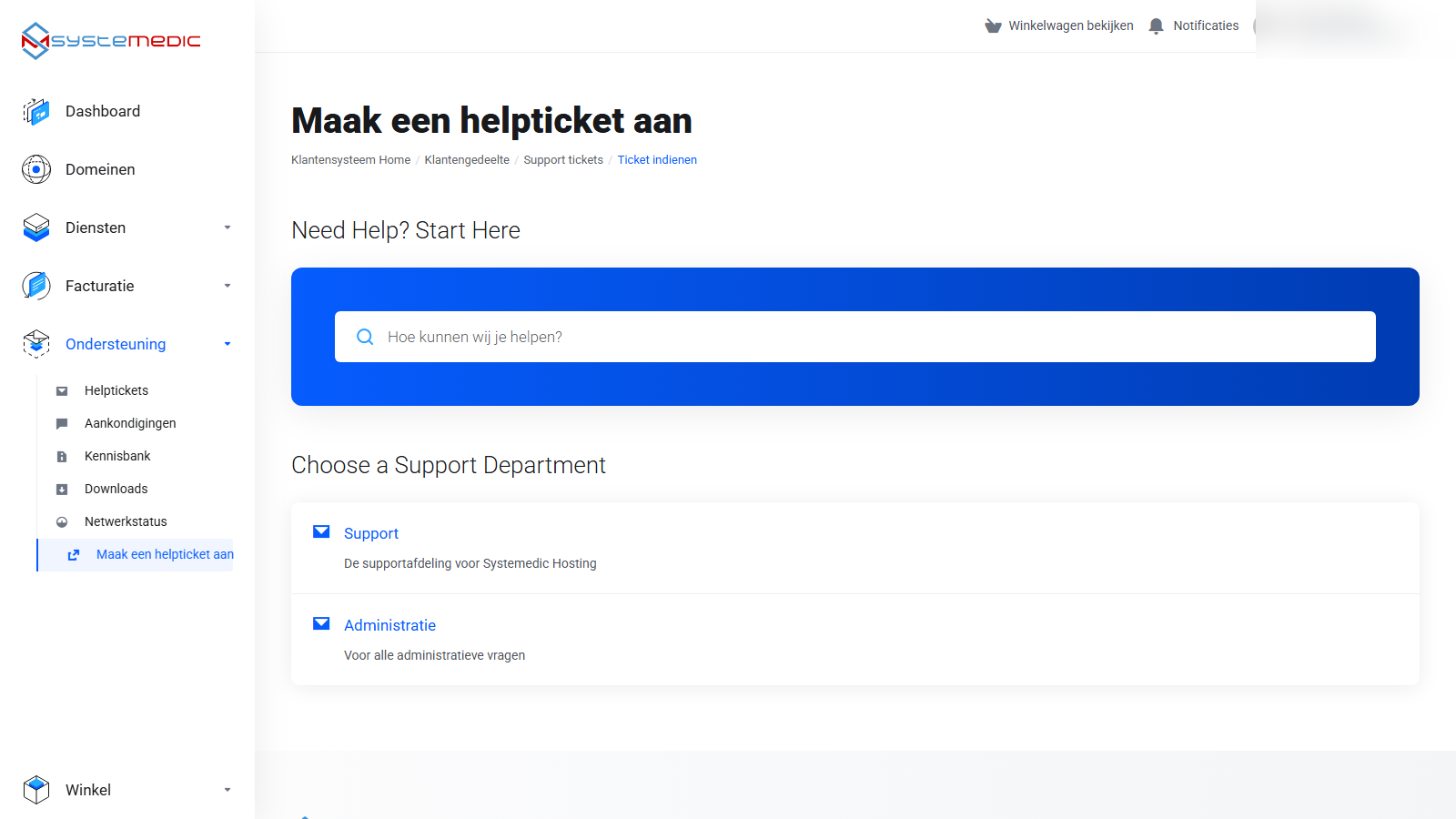 Systemedic Support Ticket Aanmaken